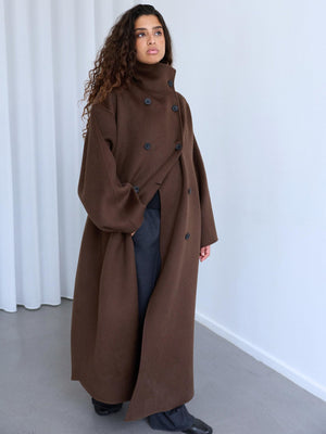 SOLAN WOOL COAT - BROWN