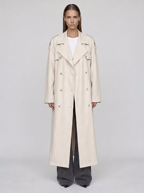 KIRA LINEN COAT - CREME