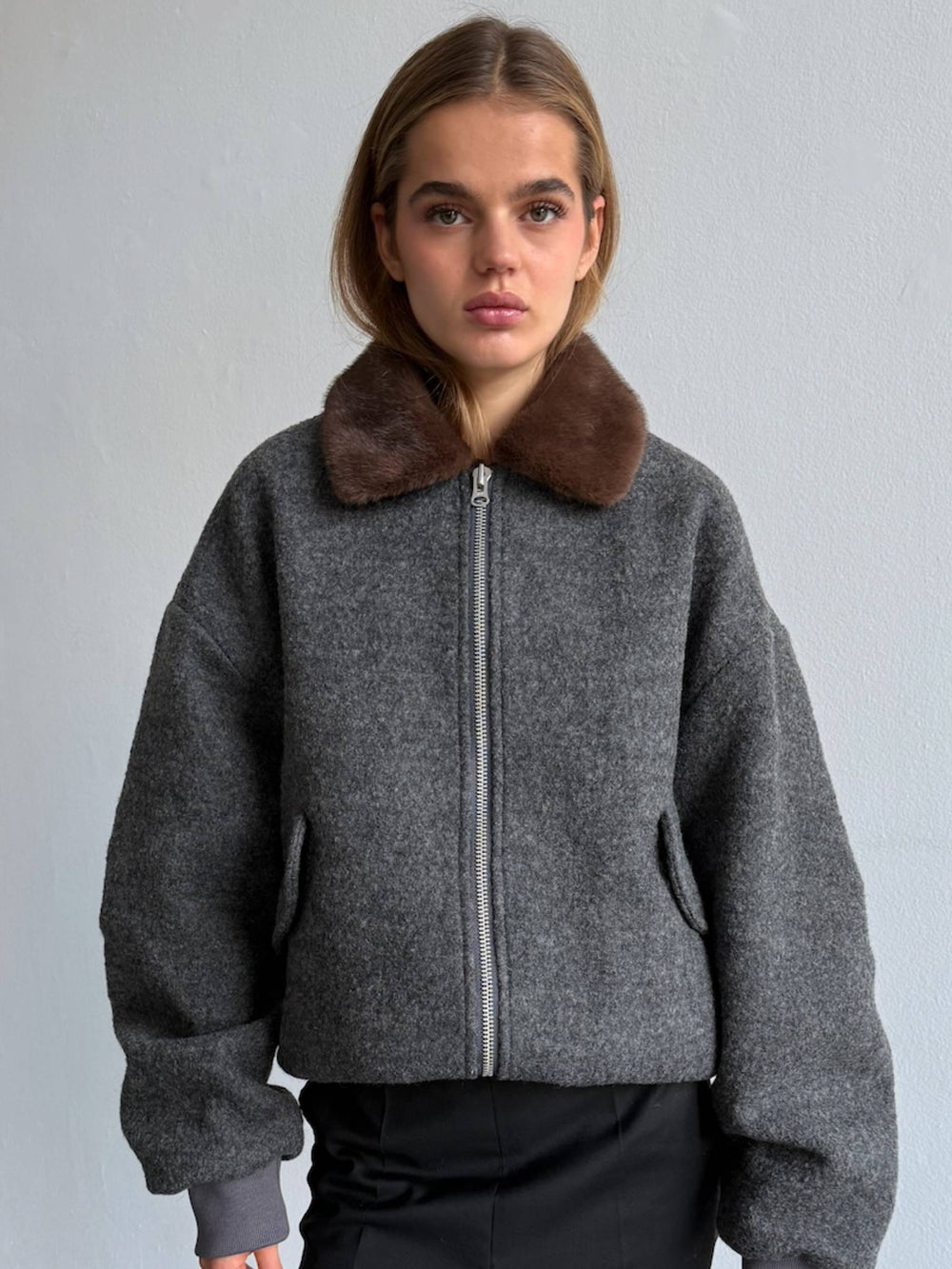 AVERY BOMBERJACKE - GRAU/BRAUN