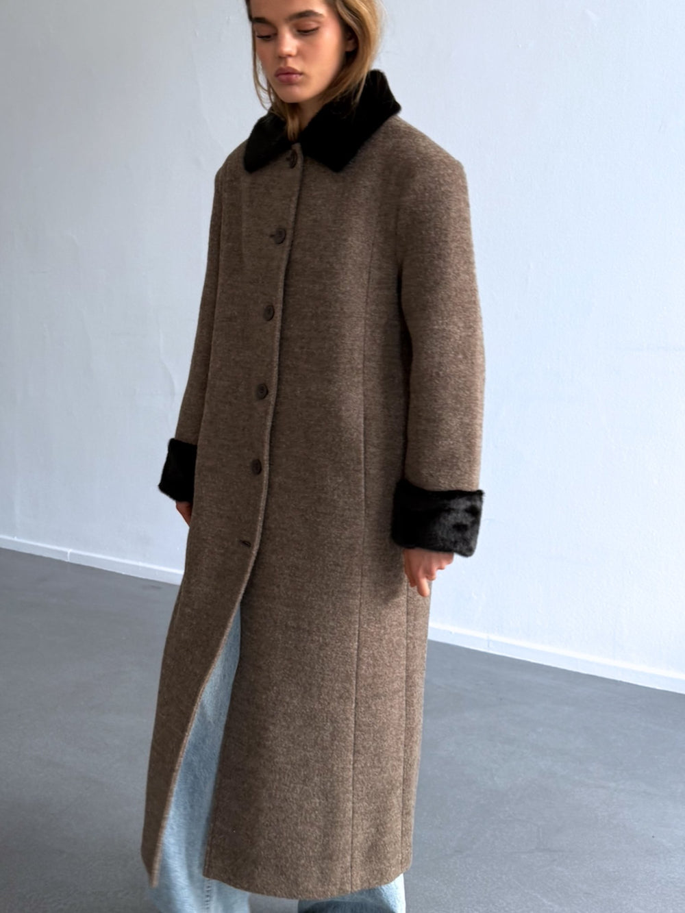 EDEN MANTEL - BRAUN/SCHWARZ