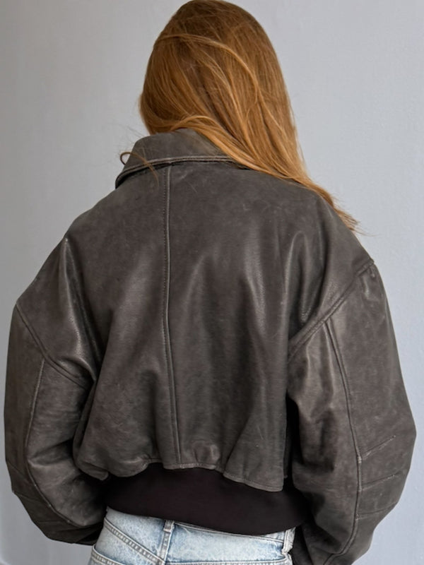 BONNIE CROPPED BOMBER - BLACK