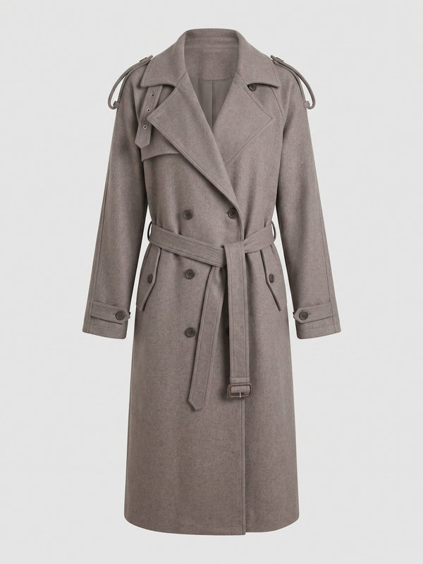 HEATHER WOOL COAT - DARK BEIGE