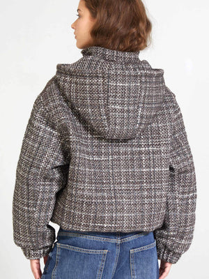 Cozy brown plaid hoodie with a relaxed fit and oversized design, perfect for casual wear. By MEOTINE.