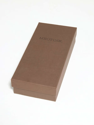 A sleek brown box with the brand name "MEOTINE" elegantly embossed on the top, perfect for gift-giving or storage.