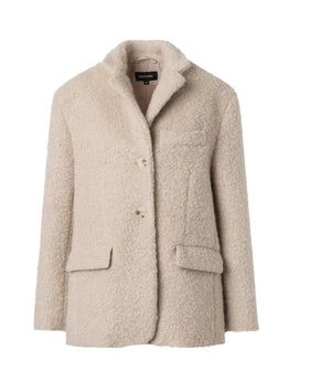 Cozy beige MEOTINE jacket featuring a textured finish, two front pockets, and a classic collar for a stylish look.
